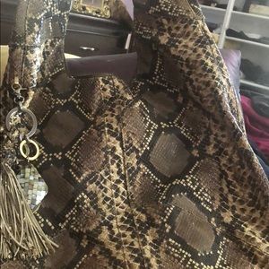 Snake skin shoulder bag brown and tan